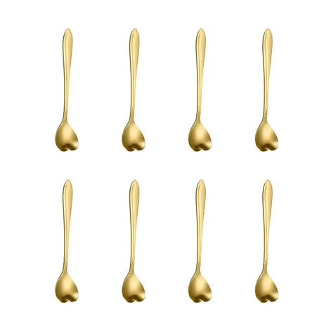 8pcs Heart Shaped Stainless Steel Spoon Set for Kitchen