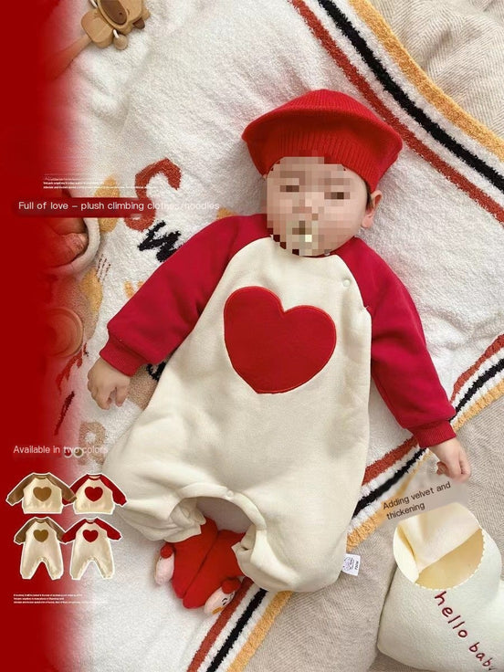 Baby Winter Fleece Romper with Heart Design (Newborn)
