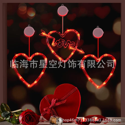 LED Valentine's Day Suction Cup Heart Curtain Light