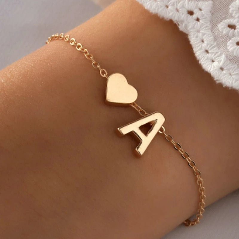 Fashionable Alloy Heart Letter Bracelet for Wholesale