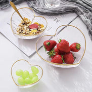 Heart-Shaped Glass Bowl with Hammered Gold Edge