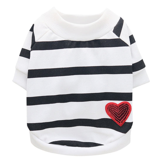 Striped Heart Sweater for Dogs - Spring/Summer Wear
