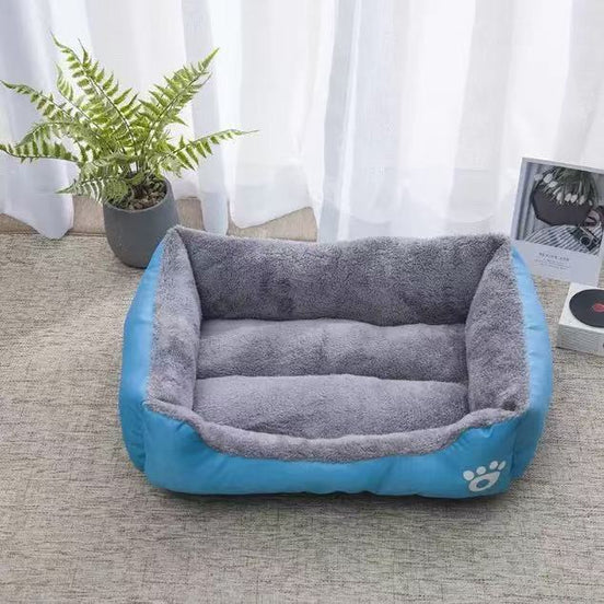 Plush Pet Bed with Paw Print Design