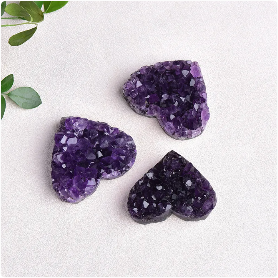 Natural Heart-Shaped Uruguay Amethyst Cluster