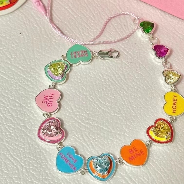 Colorful Heart Bracelet with Special-interest Design