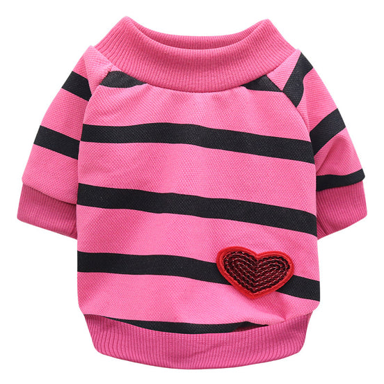 Striped Heart Sweater for Dogs - Spring/Summer Wear