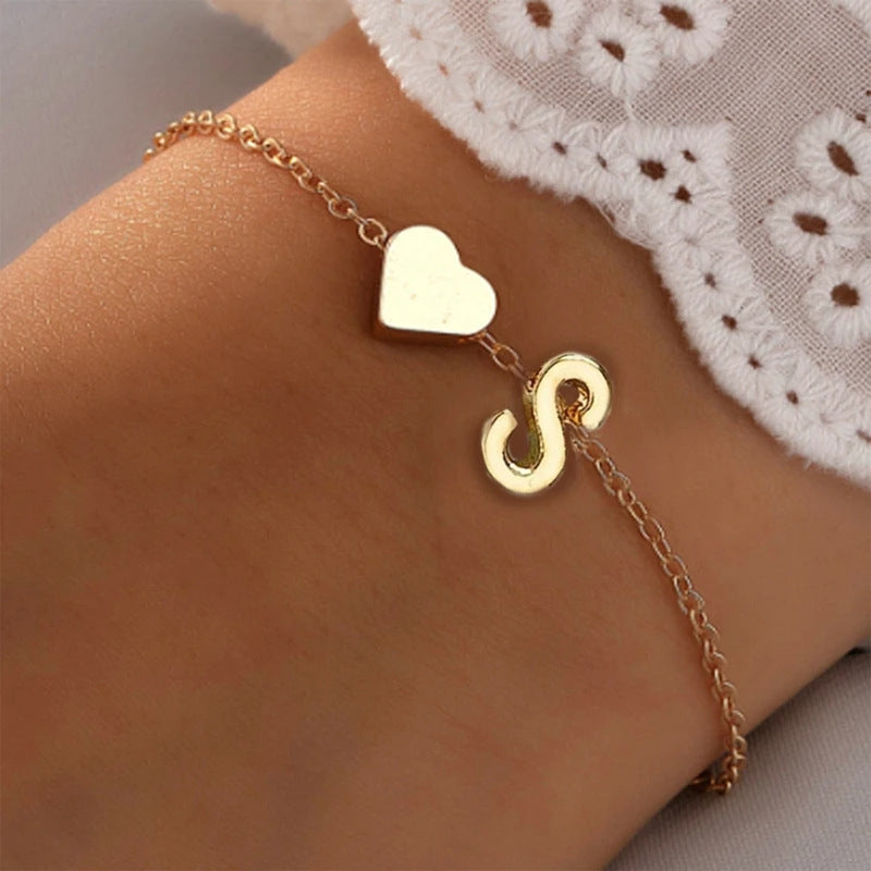Fashionable Alloy Heart Letter Bracelet for Wholesale