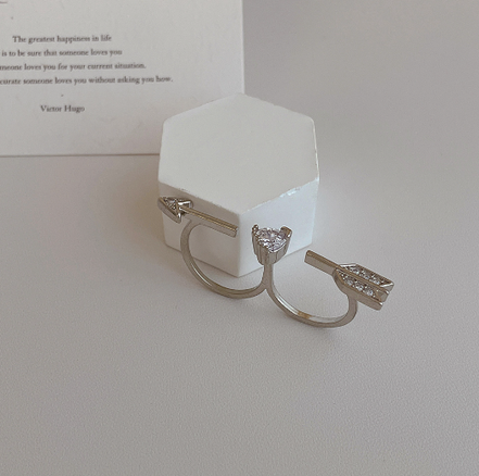Adjustable Heart Zirconium Ring for Women