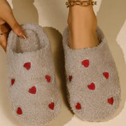 Non-slip Heart Design Fluffy Slippers