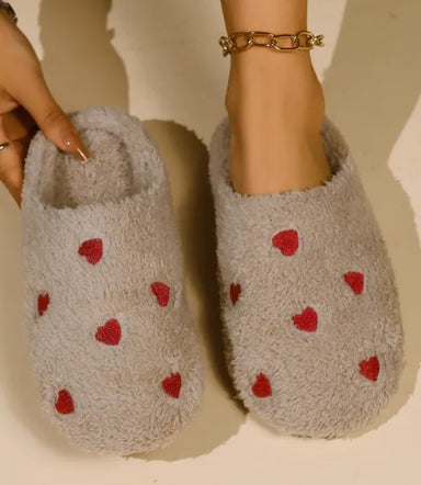 Non-slip Heart Design Fluffy Slippers