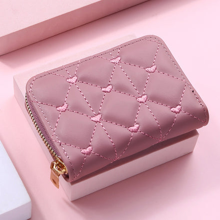 Cute Embroidered Heart PU Wallet and Card Holder