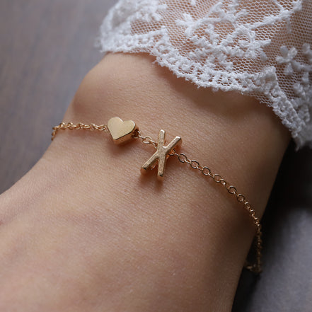 Fashionable Alloy Heart Letter Bracelet for Wholesale