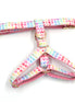 Colorful Heart Dog Harness with Gold Buckle