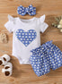 Heart-Shaped Three-Piece Suit for Baby Girls (0-18 Months)