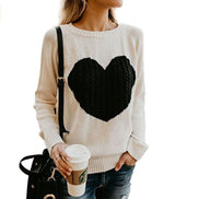 Heart Sweater, Long Sleeve Knit Top, Heart Base Layer