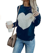 Heart Sweater, Long Sleeve Knit Top, Heart Base Layer
