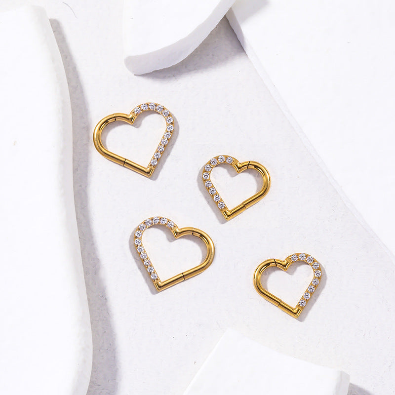 Titanium Heart-Shaped Cartilage Piercing Earring 16G