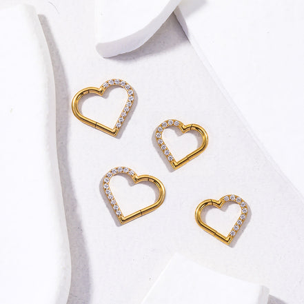 Titanium Heart-Shaped Cartilage Piercing Earring 16G