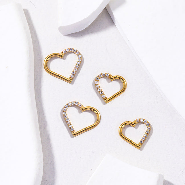 Titanium Heart-Shaped Cartilage Piercing Earring 16G