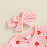 Heart Print Long Sleeve Hoodie 3-Piece Set