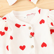 Autumn/Winter Kids Clothing Set with Heart Print
