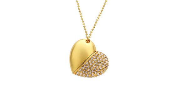 Heart-shaped diamond USB drive