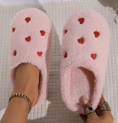 Non-slip Heart Design Fluffy Slippers