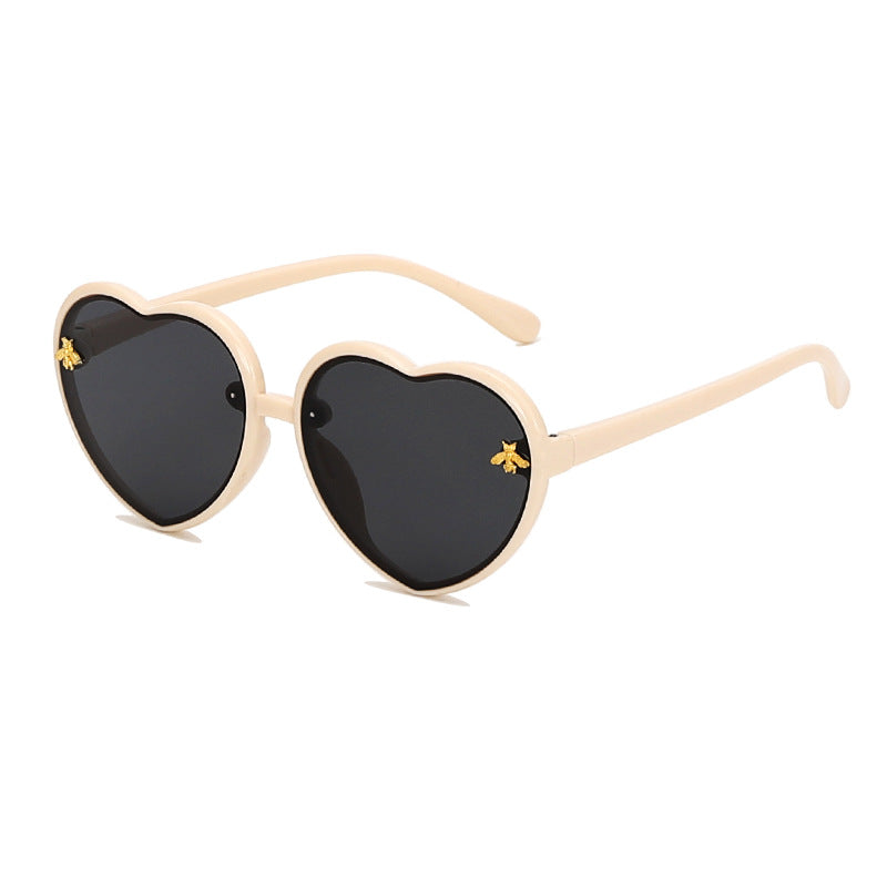 Cute Bee Heart Kids Sunglasses for Round Faces