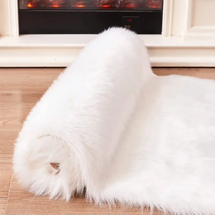 Heart Shaped Fluffy Rug - Faux Wool Shag Carpet