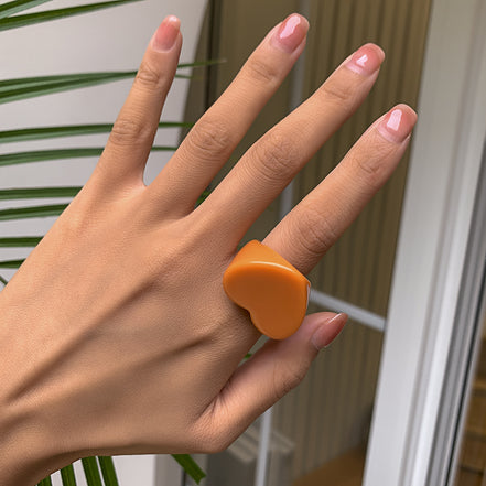 Minimalist Candy Color Heart Shaped Ring