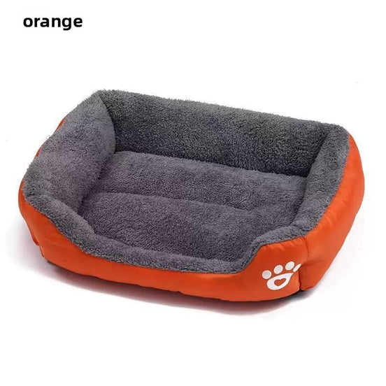 Plush Pet Bed with Paw Print Design