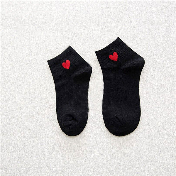 Heart Pattern Women's Cotton Short Socks