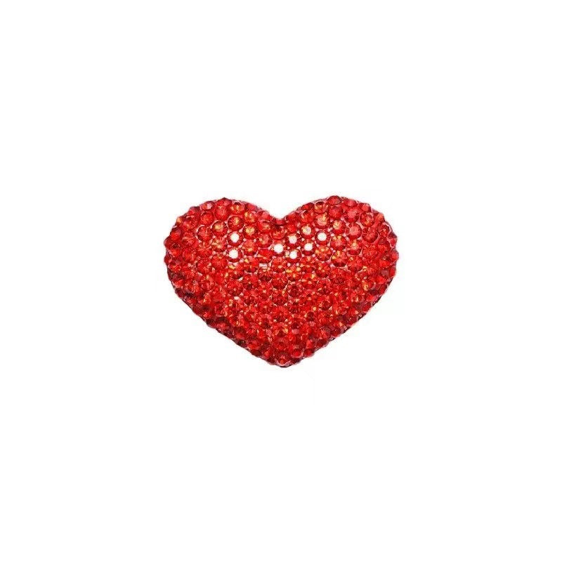 Red Heart Brooch with Crystal Decoration