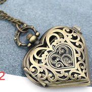 Heart-Shaped Pocket Watch Necklace Pendant