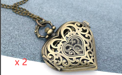 Heart-Shaped Pocket Watch Necklace Pendant
