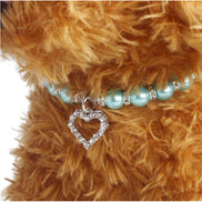 Pet Pearl Necklace with Heart Pendant for Cats and Dogs