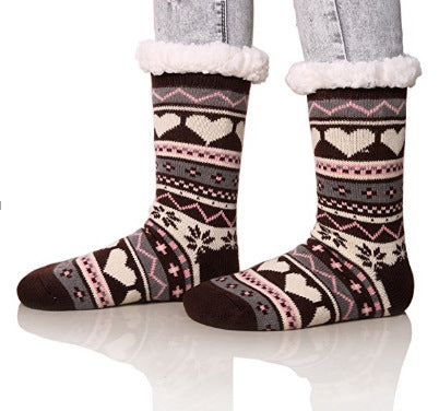 Striped Knitted Socks with Heart Design