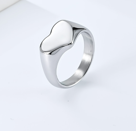 Unisex Titanium Steel Heart Shaped Love Ring