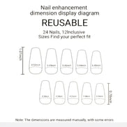 24 Pcs French Short Square Black & White Heart Fake Nails