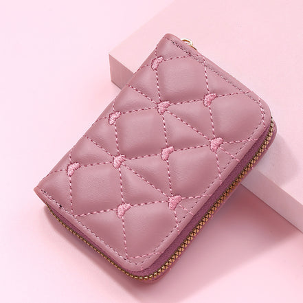 Cute Embroidered Heart PU Wallet and Card Holder