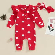 Autumn/Winter Kids Clothing Set with Heart Print