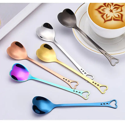 Heart Shaped Stainless Steel Spoons Set for Desserts