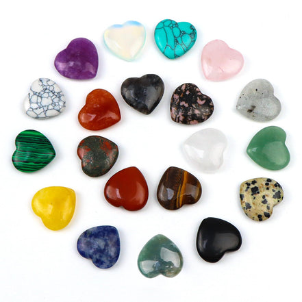 QEEYON 20Pcs Heart Healing Crystals Stones Bulk Assorted Styles Heart Crystals Stone Small Love Polished Stones Heart Quartz Crystals Gemstones Heart Shaped Rocks for Chakra Reiki Balancing Yoga