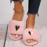 Women's Heart-Shaped Furry Home Slippers
