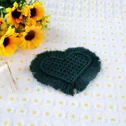Handmade Heart Shape Cotton Rope Coaster with Tassel