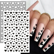 2pcs Black White 3D Love Heart Nail Art Stickers Set
