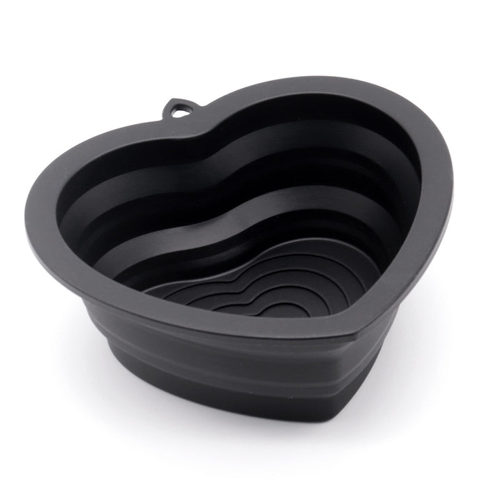 Silicone pet folding bowl, dog rice bowl, heart-shaped cute puppy bowl, cat bowl, portable outdoor bowl, dog food bowl