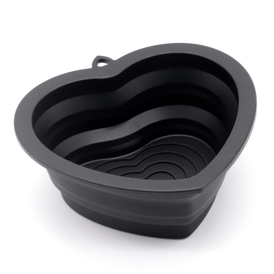 Silicone pet folding bowl, dog rice bowl, heart-shaped cute puppy bowl, cat bowl, portable outdoor bowl, dog food bowl