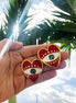 Exaggerated Heart Earrings with Retro Eye Design
