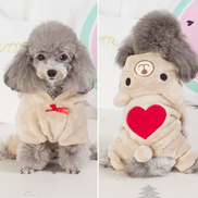 Pet Dog Clothes with Coral Fleece, Heart Bear Design